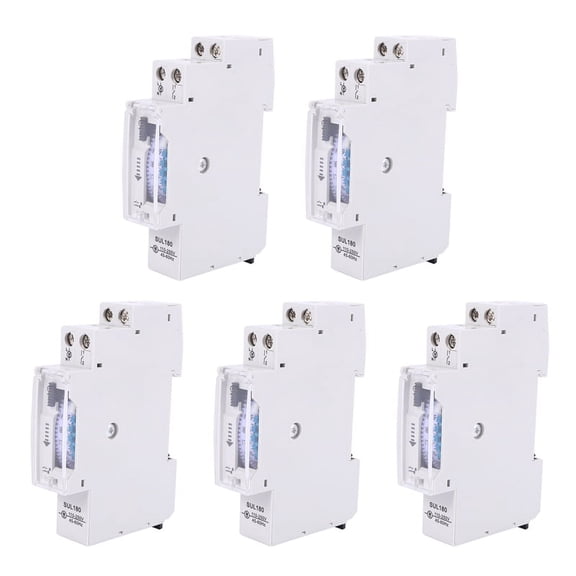 5X SUL180A 15 Minutes Mechanical Timer 24 Hours Programmable Din Rail Timer Time Switch,5 x Timer Switch 5 x Instruction manual,Grayish white