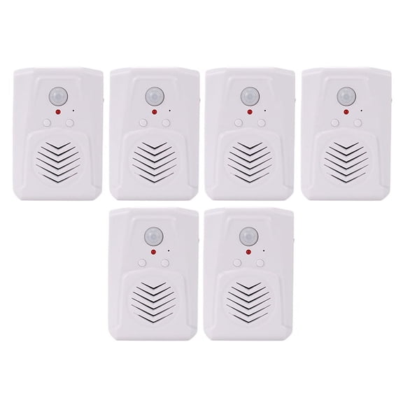5X Sensor Motion Door Bell Switch MP3 Infrared Doorbell Wireless PIR Motion Sensor Voice Prompter Welcome Entry Alarm,5 * Audio Doorbell,White