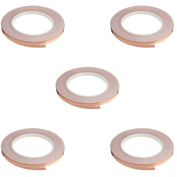 5X Single-Sided Adhesive Copper Foil Tape Self-Adhesive Shielding Tape Anti-Interference Tape for Guitar (5mmx20M)
