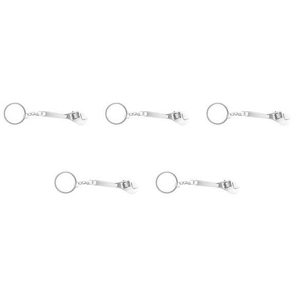 5X Spanner Key Chain Ring Keyring Metal Keychain,5 x Wrench Spanner Key Chain,Silver