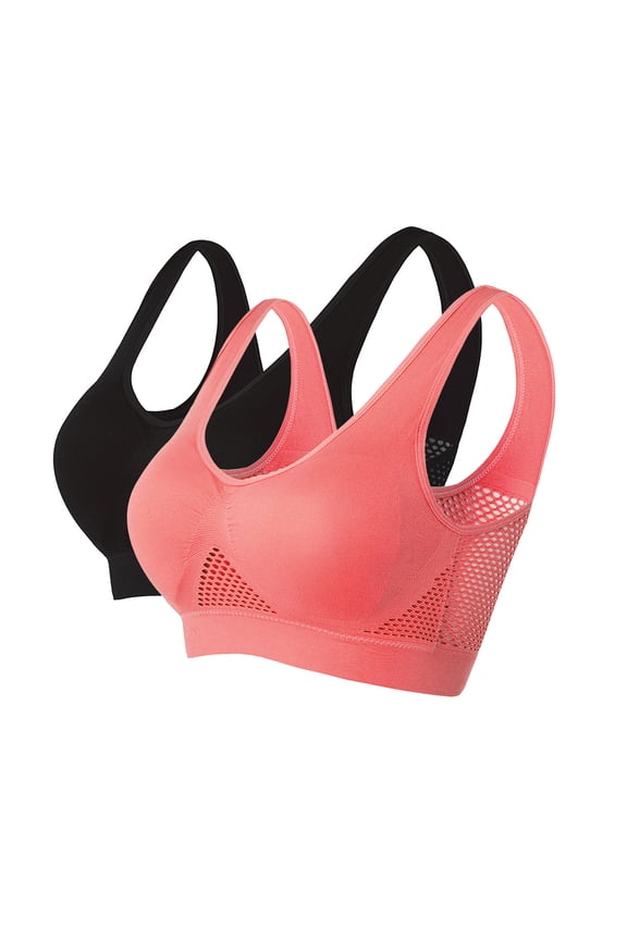 5X Sports Bras for Plus Size Women S-5X 2 Pack Pullover Wireless Bralettes Ladies Support Push-Up Breathable Multipack Underwear Bra