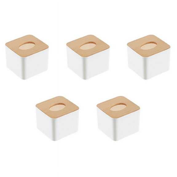 5X Square Tissue Box Tissue Box with Wooden Lid Household Removable Mini Wooden Tissue Box