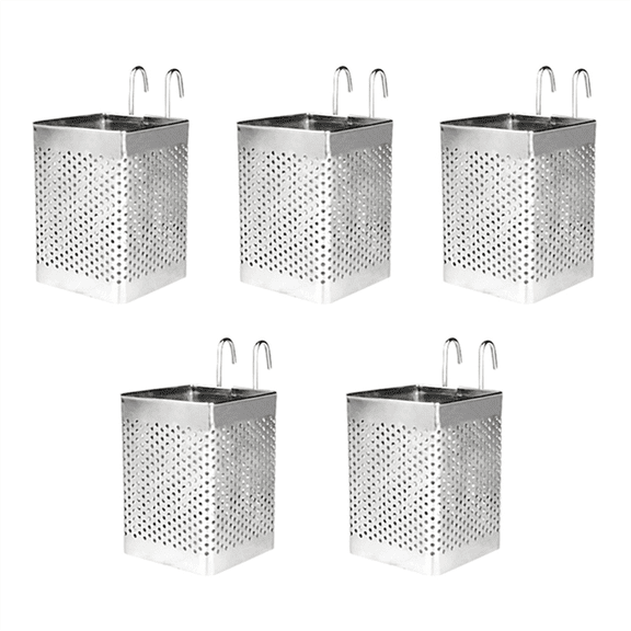 5X Stainless Steel Chopsticks Holder Hanging Cutlery Drying Basket Tableware Drainer with Hooks Kitchen Utensil(B)