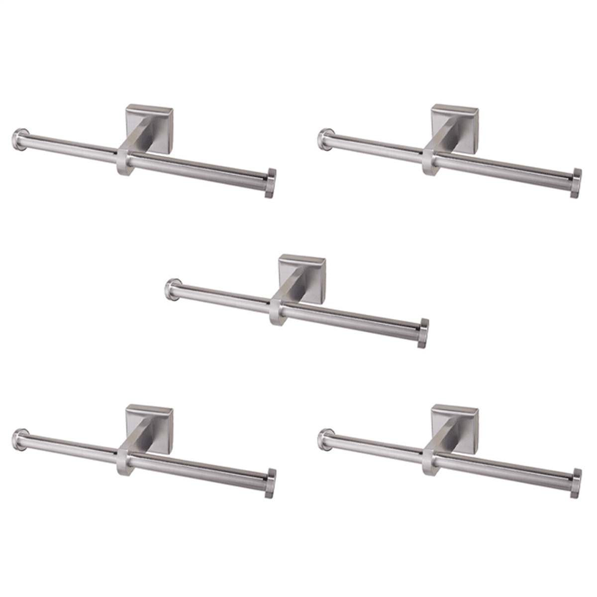 5X Stainless Steel Holder Double Ring Toilet Paper Holder Wall Mounted Bathroom Toilet Paper Shelf Silver