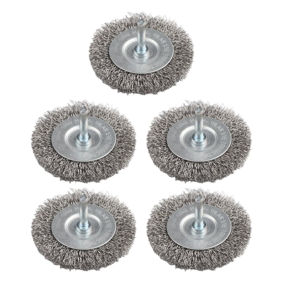 5X Stainless Steel Wire Brush 75Mm Mandrel 0.3Mm Wire Disc Round Flat Brushes