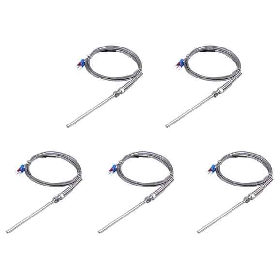 5X Steel Temperature Probe Pt100 RTD Sensor Cable 2M 98 mm 3 Wires -50 - 400 Celsius