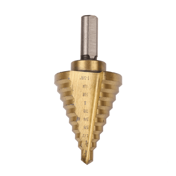 5X Step Drill Cone Drill Bits, High Speed Steel 10 Steps 1/4 to 1-3/8 Inch