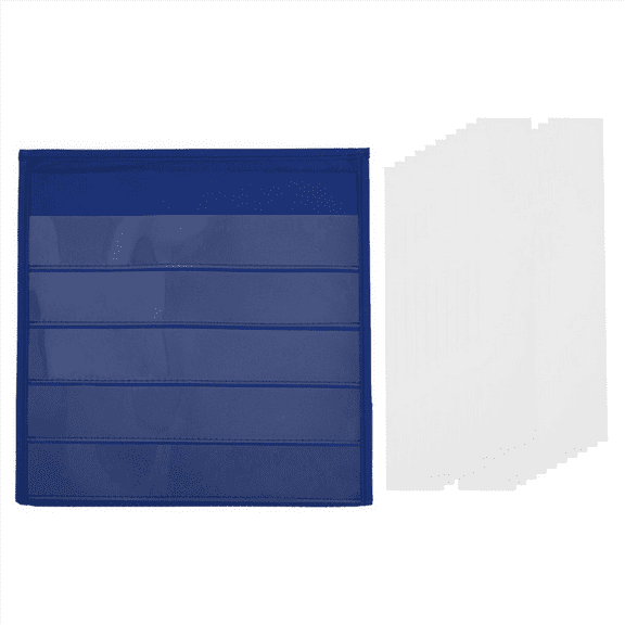 5X Tabletop Desktop Pocket Chart Table Top with Bonus 100X Dry Erase Cards, (13 Inches x 12 Inches)