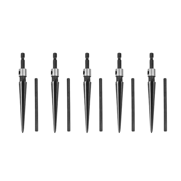 5X Taper Reamer 3-13mm Hex Shank Reamer Fluted Hand Held Steel Bridge Pin Hole Chamfer Woodworking Cutting Tool,5 x Tapered Reamer,Black & Silver
