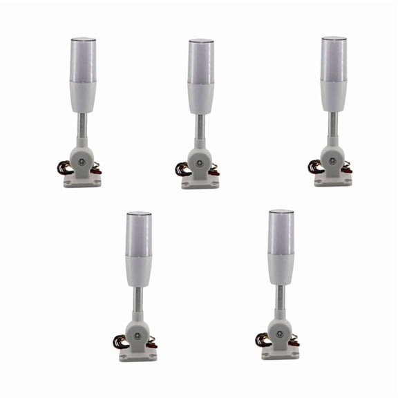 5X Tricolor Folding 24V LED Warning Lamp Alarm LED Signal Tower Caution Light for CNC Machines Indicator Fault Light,5 x Led Warning Lamp,white & silver