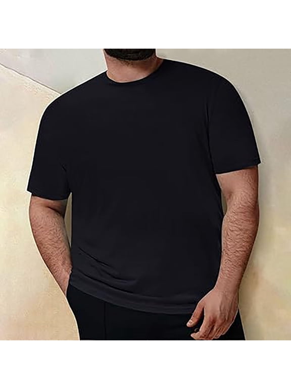 5X Tshirt Mens Big & Tall T Shirts 2X-5X Plus Size Short Sleeve Crew Neck Tees for Men Casual Solid Color Oversized Shirt