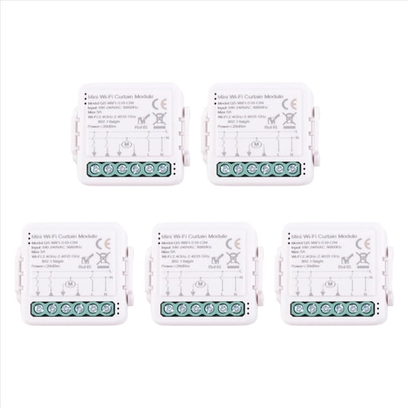 5X Tuya Smart WiFi Curtain Switch Module for Roller Shutter Electric Motor Smart Life APP Remote Control,5 x Smart Curtain Module,White