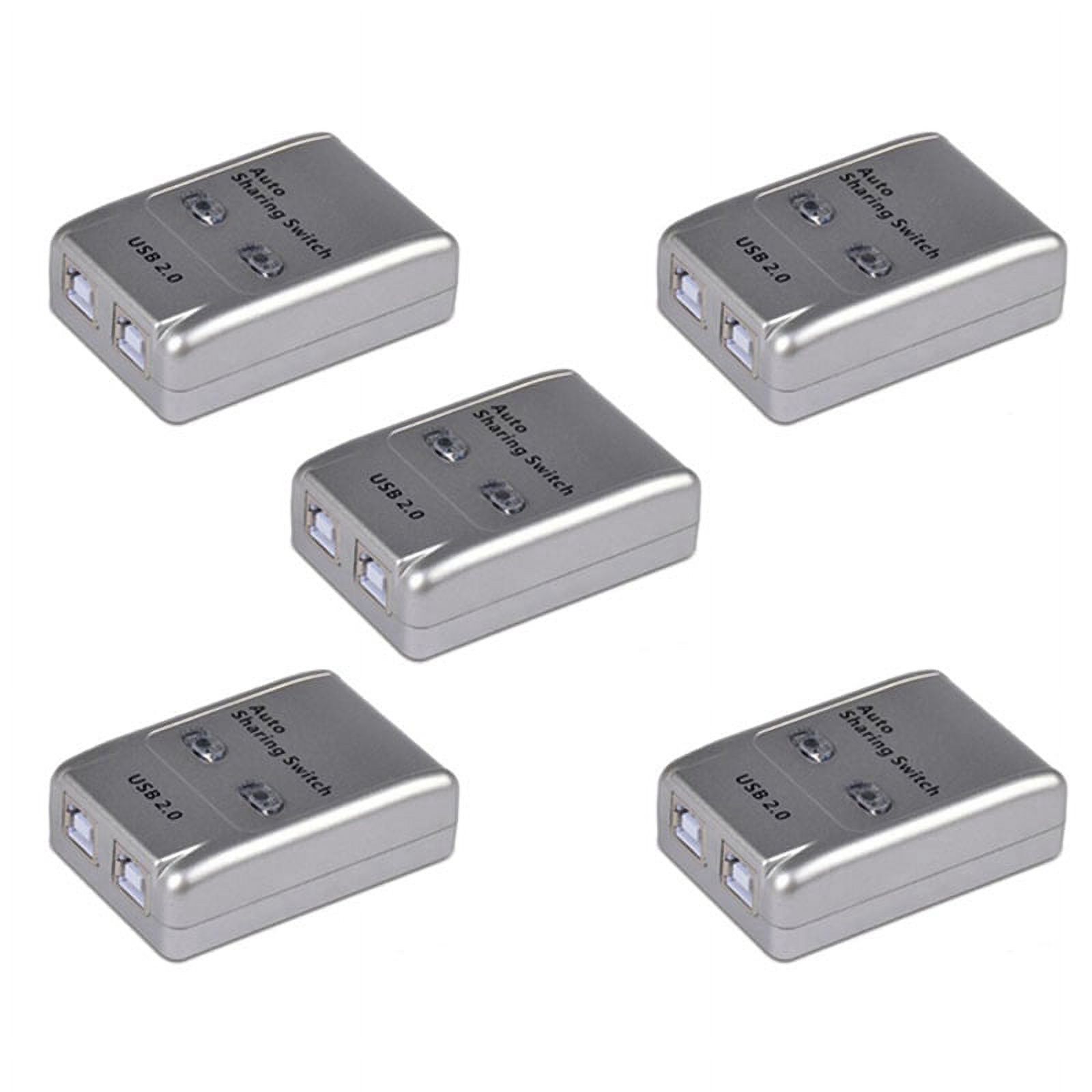5X USB 2.0 Auto Sharing Switch 2 Port HUB Adapter Switcher for 2 PC Printer USB Switch Devices Support,5 x switcher,Silver