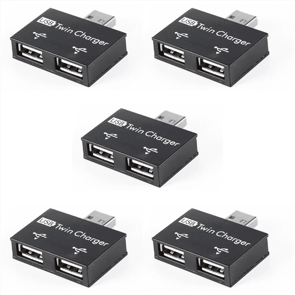 5X USB 2.0 Male to Twin Female Charger Dual 2 Port USB Dc 5V Charging Splitter Hub Adapter Converter Connector