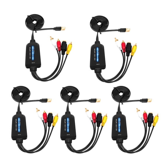 5X USB 2.0 Video Capture Card Single Channel USB Capture Card AV Capture Device Drive-Free Digital Converter,5 x Collection card,Black