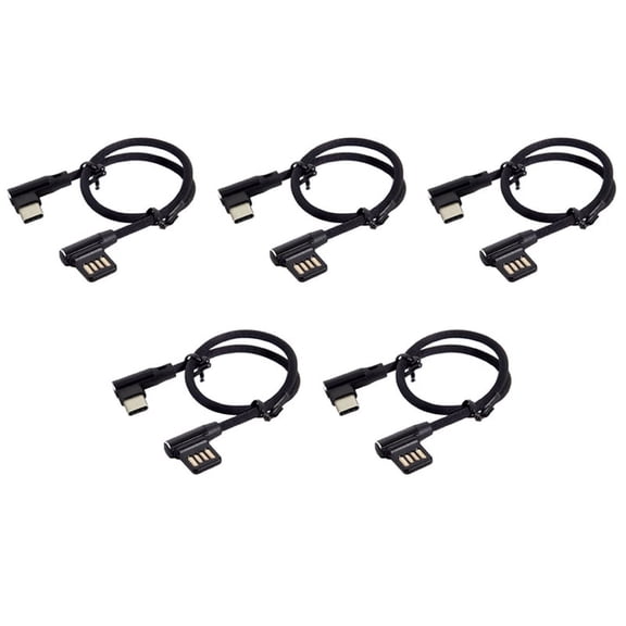 5X USB-C 3.1 Type-C to Left Right Angled 90 Degree USB 2.0 Data Cable with Sleeve for Tablet & Phone 15cm,5 x Data Cable,black