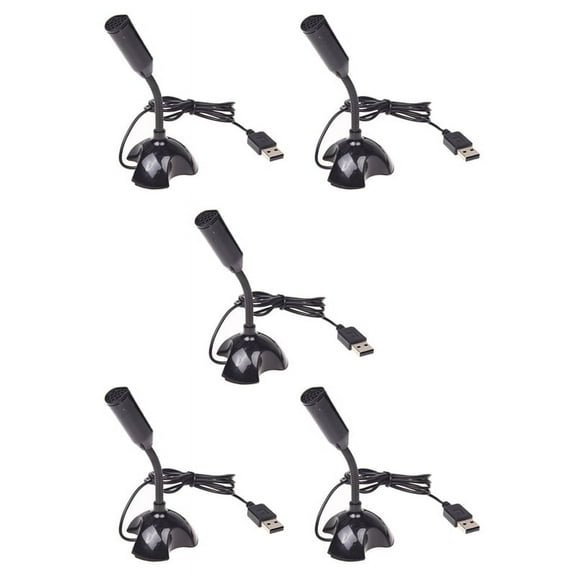 5X USB Microphone Web Flexible Noise Canceling Mic for PC Computer Laptop Stand,5 x USB Microphone,Black