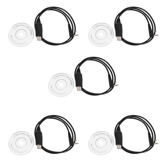 5X USB Programming Cable for UV-5R 888S for Radio Walkie Talkie Accessories with CD Drive,5X USB Programming Cable 5X CD,Black