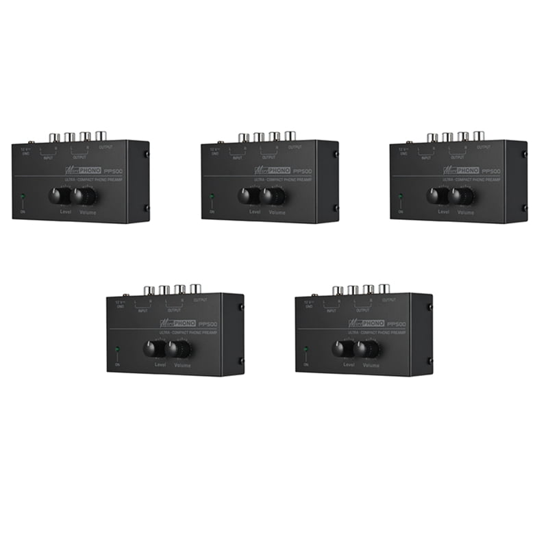 5X Ultra-Compact Phono Preamp PP500 with Treble Balance Volume Adjustment Pre-Amp Turntable Preamplificador US Plug