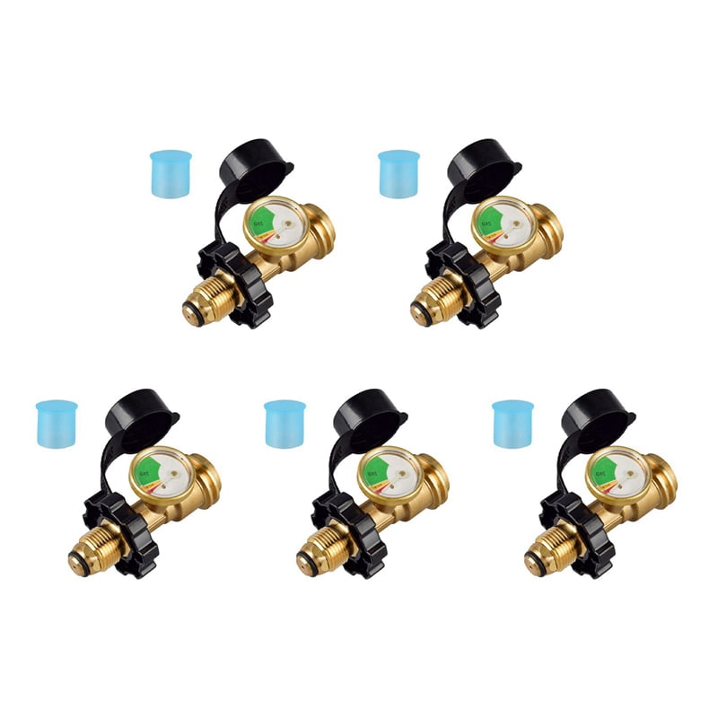 5X Universal Propane Tank Adapter with Gauge Converts QCC1/Type 1