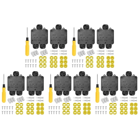 5X Waterproof Junction Box IP68 Outdoor Gland Electrical Junction Box with 3 Cable Connector for 4-15 mm Diameter Cable