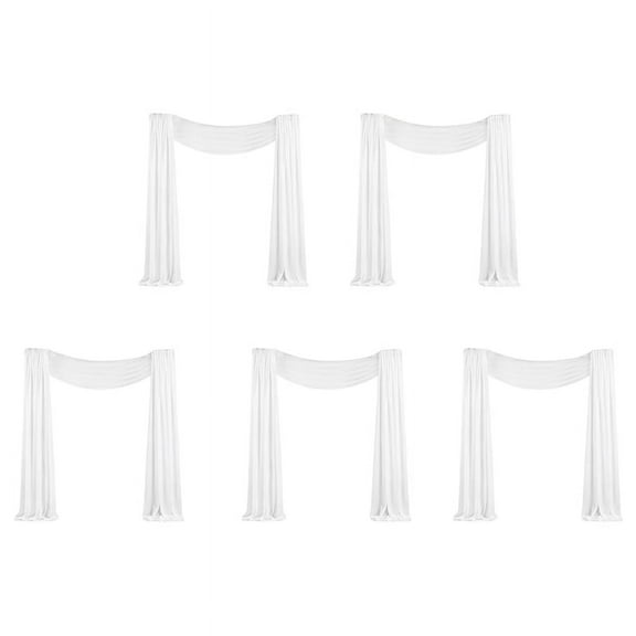 5X Wedding Arch Draping Fabric 1 Panel 29.5Inch X 19.6Ft White Sheer Chiffon Curtain Drapes for Wedding Ceremony