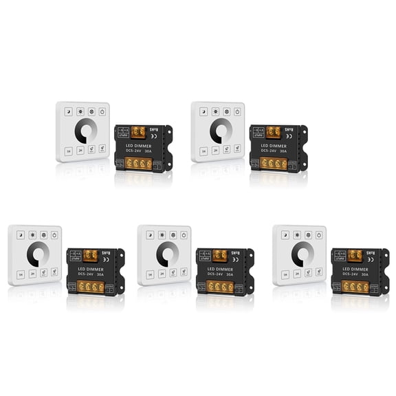 5X Wireless Wall- Mounted Touch Panel Dimmer Control for DC5-24V 30A Single Color LED Strip Lighting