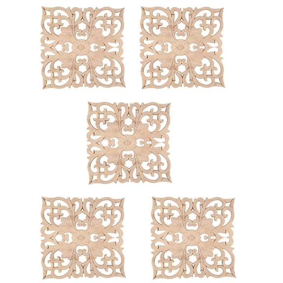 5X Wooden Decal Supply European-Style Applique Real Wood Carving Accessories and Retail.Woodcarving 20x20x1Cm