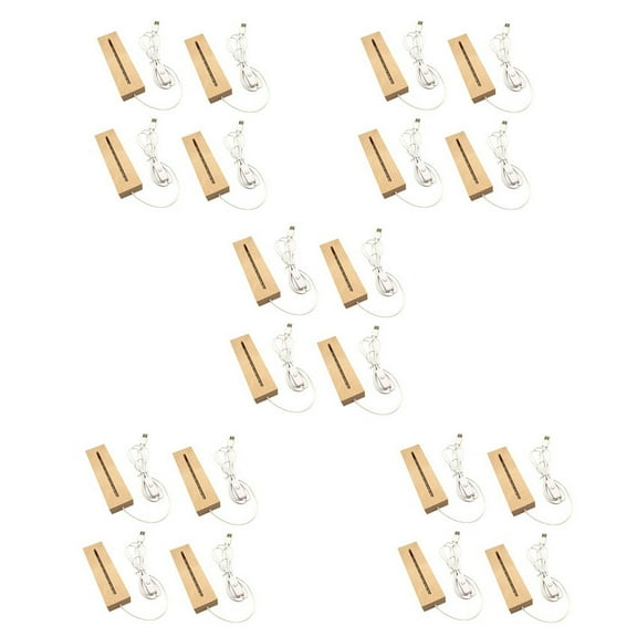 5X Wooden Rectangle Light Base,Wood LED Display Base Pedestal Light Lamp Stand for Acrylic,Crystal,Night Light,Resin Art