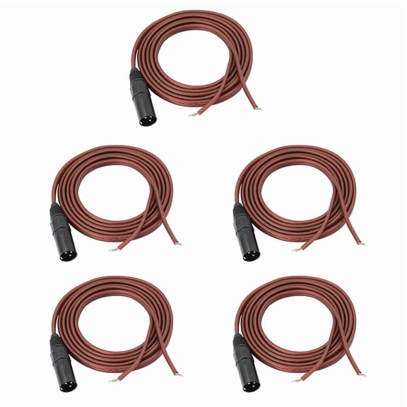 5X XLR Speaker Wire,Speaker Bare Cable to XLR Plug,Gold Plated XLR 3 Pin Male Connector Replacement Audio Cable Open End