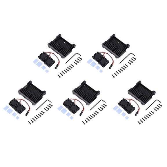 5X for Aluminum Case with Dual Cooling Fan Metal Shell Black Enclosure for Model B