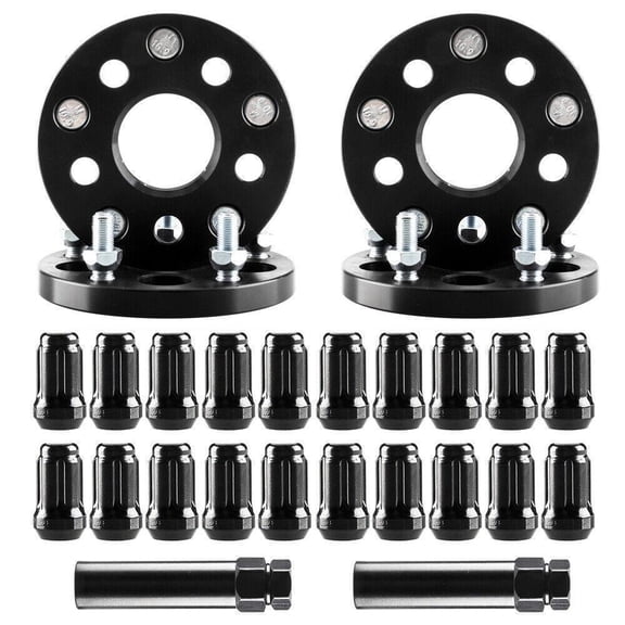 5X100 to 5X114.3 Wheel Adapters 15MM for FR-S BRZ WRX + 20 Black Spllne Lug Nuts