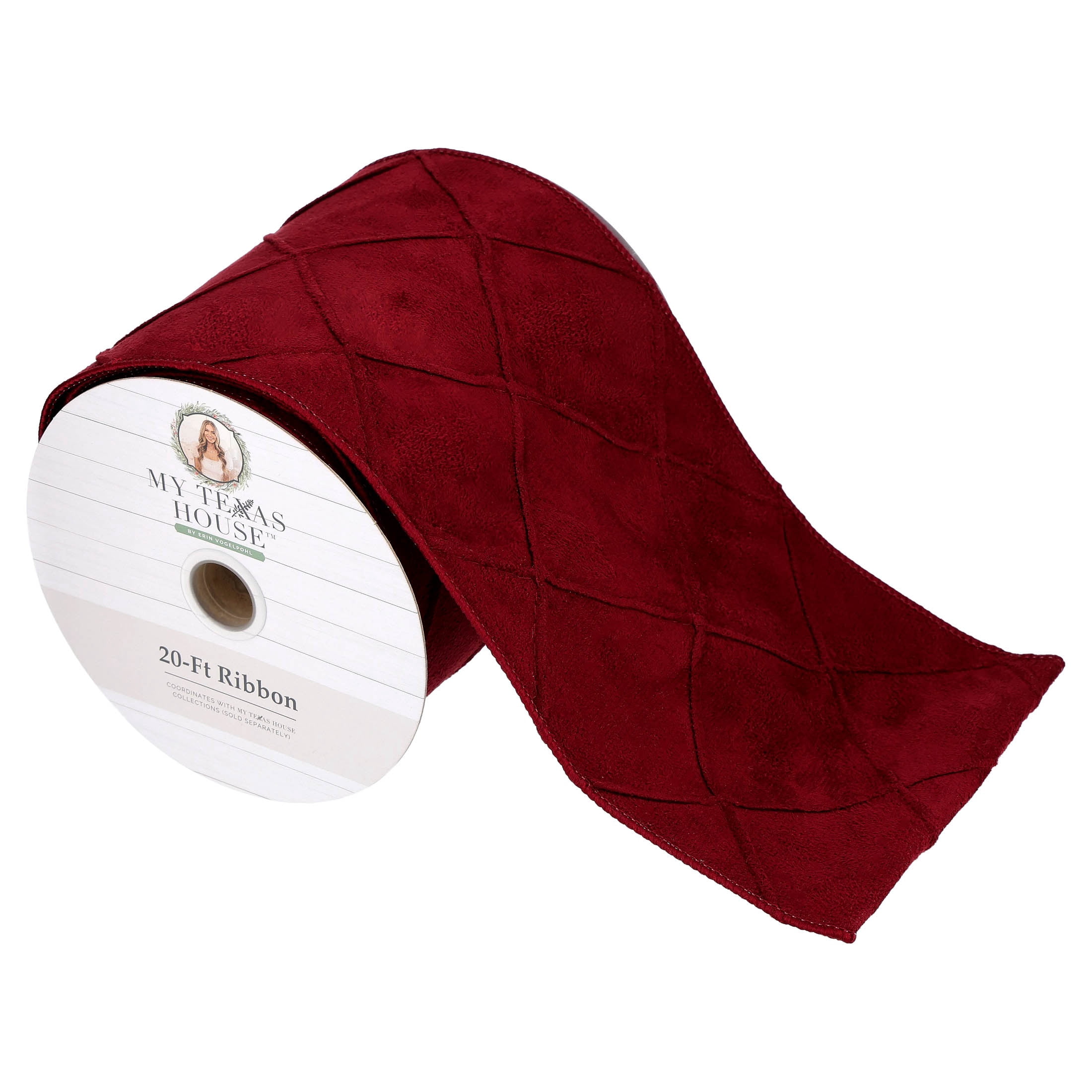My Texas House Red Velvet Christmas Ribbon, 5" x 20'