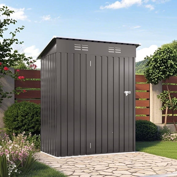 5X3 FTWeatherproof Metal Outdoor Storage Shed, Compact Tool Shed for Garden and Backyard, Lockable Door for Sundries(Base not included)