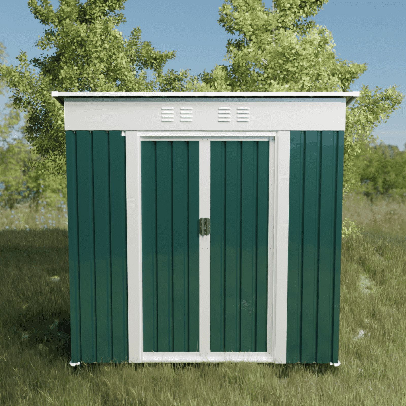 Mini Outside Storage 5X3 Feet Small Mini Outdoor Storage Sheds Pent Roof Green With Aluminum ...