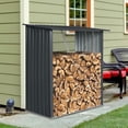 thumbnail image 1 of CarButler 5x3ft Metal Outdoor Firewood Rack Black, 1 of 7