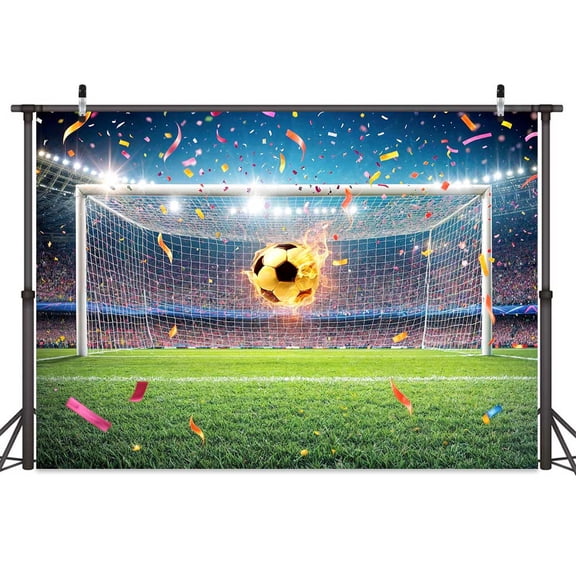 5X3ft Soccer Backdrop Banner Green Football Field Theme Wall Decor Soccer Party Supplies for Boys Men Adults Birthday Party Stadium-Style Football Match Photo Background