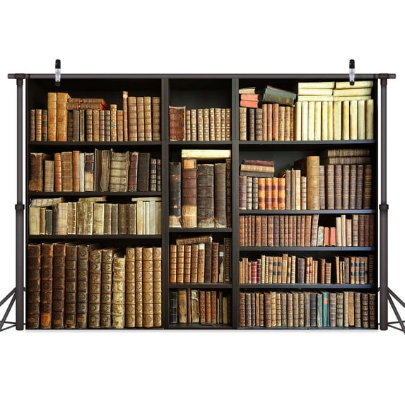 5X3ft Vintage Wood Bookshelf Photo Backdrop, Retro Style Background Photography Wedding Party Baby Shower Wall Decoration Back drop Wall for Studio Props