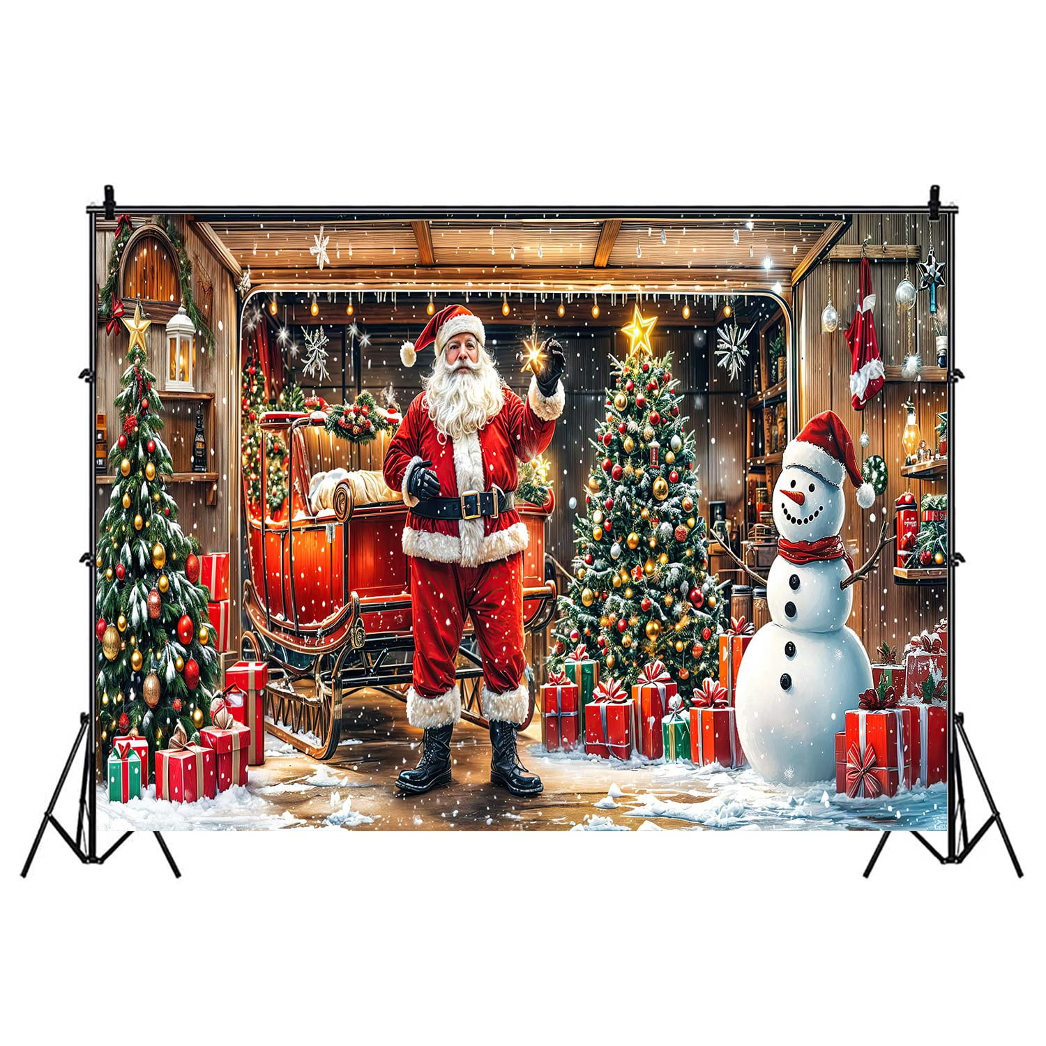 5X3ftWinter Christmas Photoshoot Backdrop,Merry Christmas Snowman Santa ...
