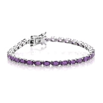 5X3mm Oval Shape Amethyst Gemstone 925 Sterling Silver Women Wedding Tennis Bracelet