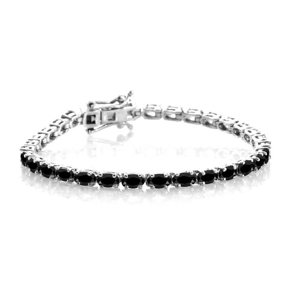 5X3mm Oval Shape Black Spinel Gemstone 925 Sterling Silver Women Wedding Tennis Bracelet