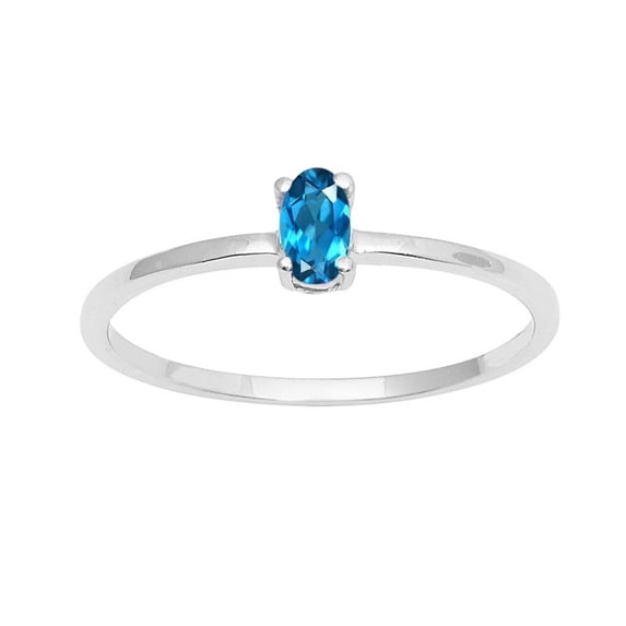 Mooneye 5X3mm Oval Swiss Blue Topaz 925 Sterling Silver Solitaire Tiny Women Valentine Day Gift Ring