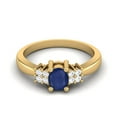 thumbnail image 1 of 5X4mm Oval Blue Sapphire 925 Sterling Silver Gold Vermeil Solitaire Side Stone Mother's Day Gift Ring, 1 of 1