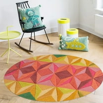 5X5 Area Rug, Bed, Living, room, Round Carpet, Geometric Carpet, Handmade