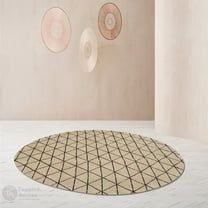 5X5 Area Rug, Beige Color, Bed, Kids, room, Round Carpet, Geometric Carpet, Handmade Rugs