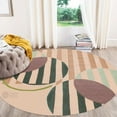 thumbnail image 1 of 5X5 Area Rug, Beige Color, Bedroom, Hallway, Round Carpet, Geometric Wool, Handmade Rugs, 1 of 7