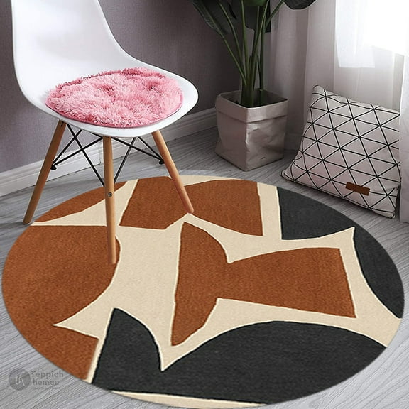 5X5 Area Rug, Hallway, Living room, Round Carpet, Irregular Design, Wool Rugs