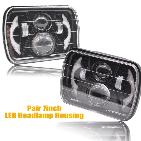 5X7" 7x6"Inch LED Square Projector Headlights 6000K DRL For Ford Jeep Land Rover