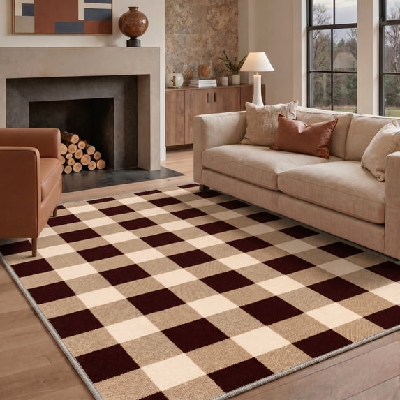 5X7 Area Rugs Machine Washable Rugs for Living Room, Non Slip Throw Rug with Rubber Backing, Rug for Entryway、Bedroom、Kitchen、Floor and Dining Room