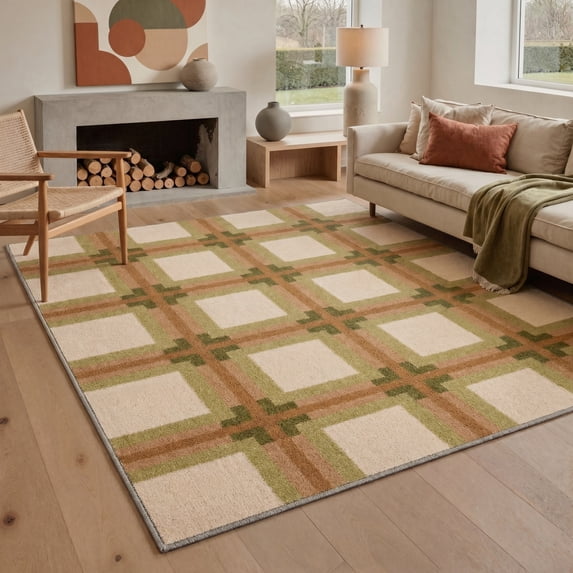 5X7 Area Rugs Machine Washable Rugs for Living Room, Non Slip Throw Rug with Rubber Backing, Rug for Entryway、Bedroom、Kitchen、Floor and Dining Room